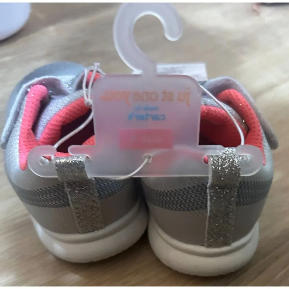NEW Carter's Just One You® Baby Girls' Trainee Sneakers - Silver 4 - MSRP $18.99